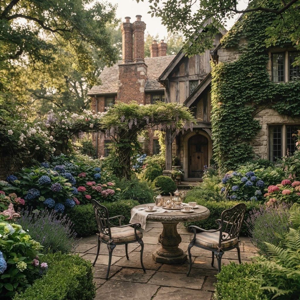 Secluded garden terrace offering privacy