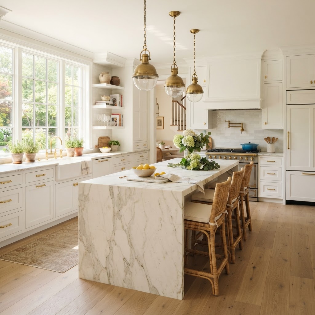 Bright, traditional luxury kitchen prepared for a private listing debut