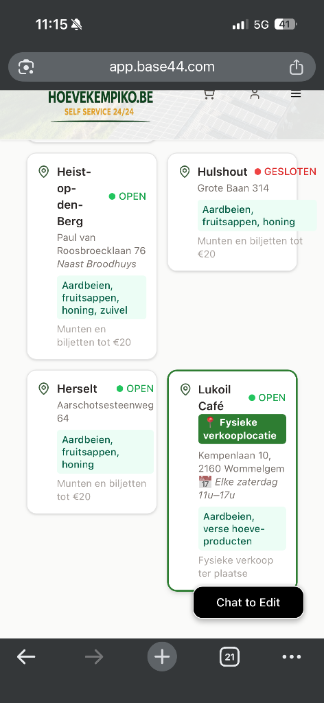Spaarpunten kaartje