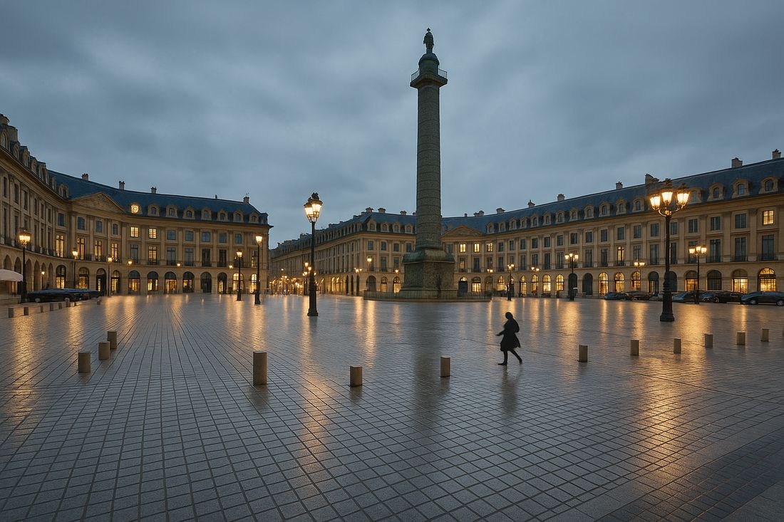 Place Vendôme, Paris at dusk
