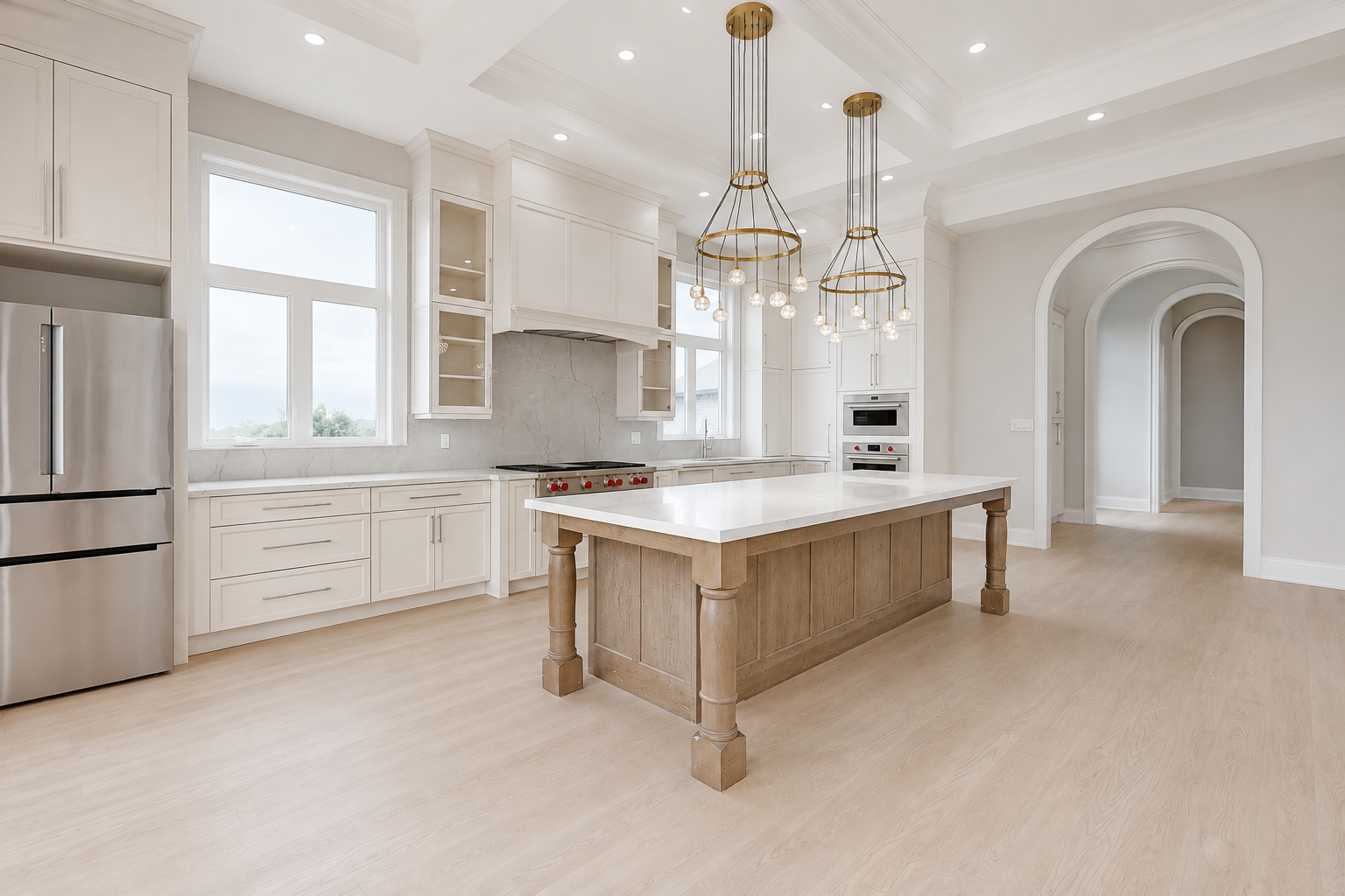 Richard Underhill Residence cooking wall with custom range hood