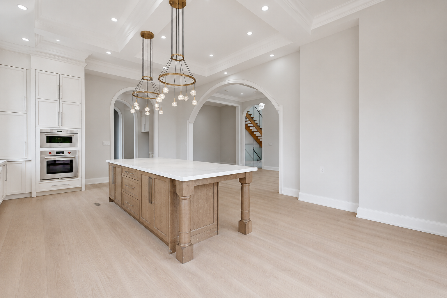 Richard Underhill Residence kitchen island and pendant lighting