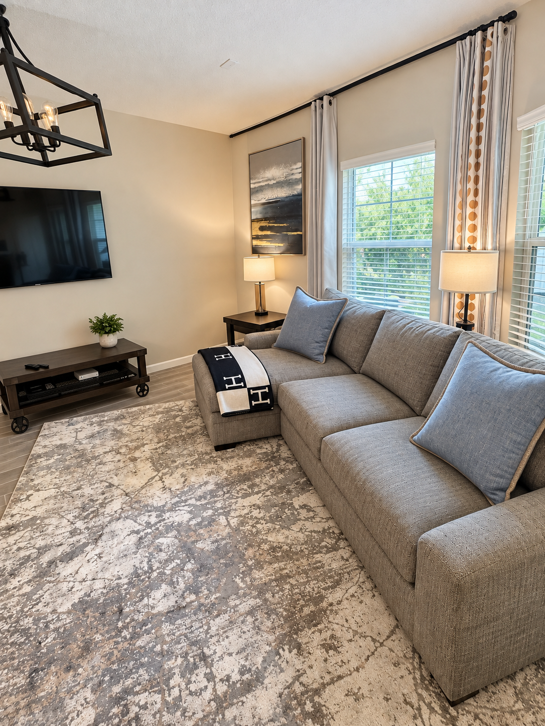 Furnished living room in the Jacksonville home