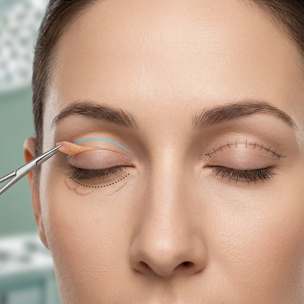 Ilustração de Blefaroplastia - cirurgia das pálpebras