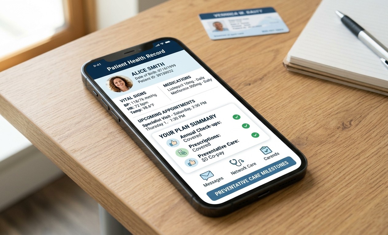 Patient Health Record mobile app on phone