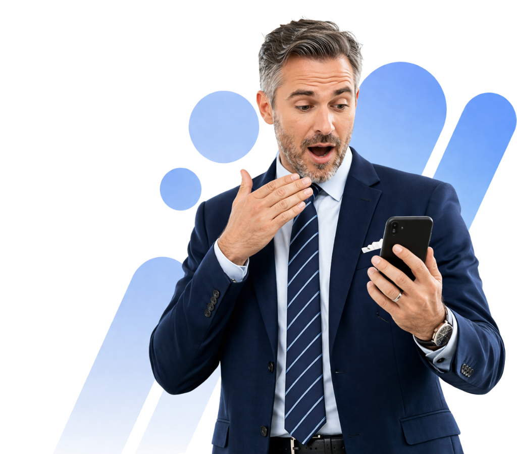 Business person excited about funding