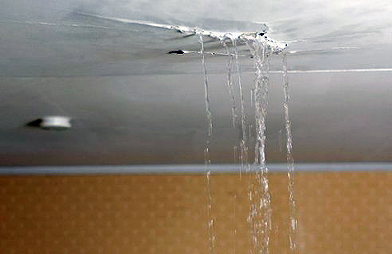 Active roof leak causing water damage through ceiling — building repair required, Melbourne