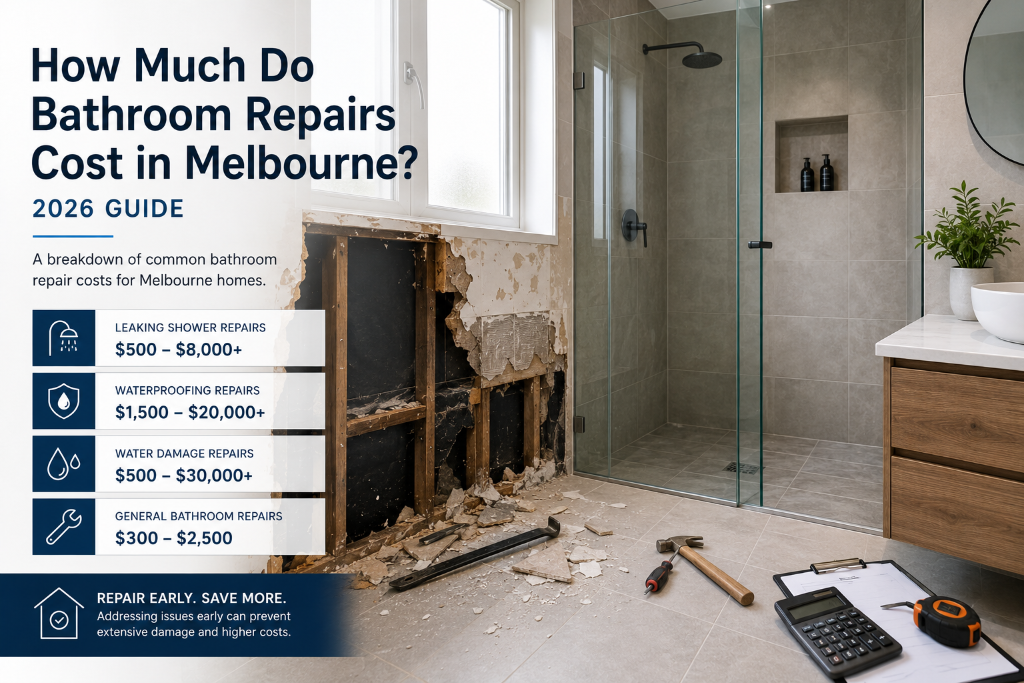 Bathroom repairs cost guide for leaking showers, waterproofing failures and water damage in Melbourne