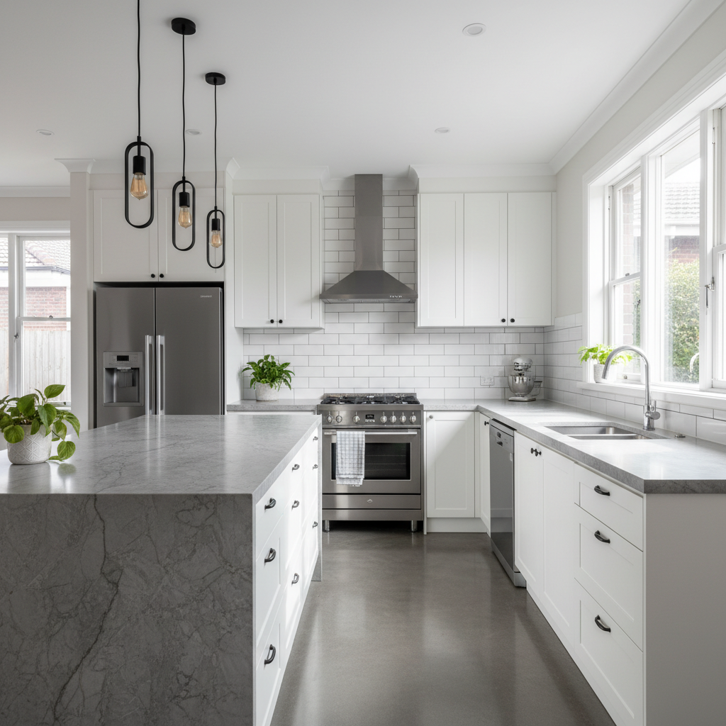Modern kitchen renovation completed before selling a Melbourne home to increase buyer appeal and sale value.