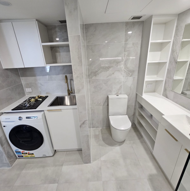 Laundry & toilet area — complete renovation