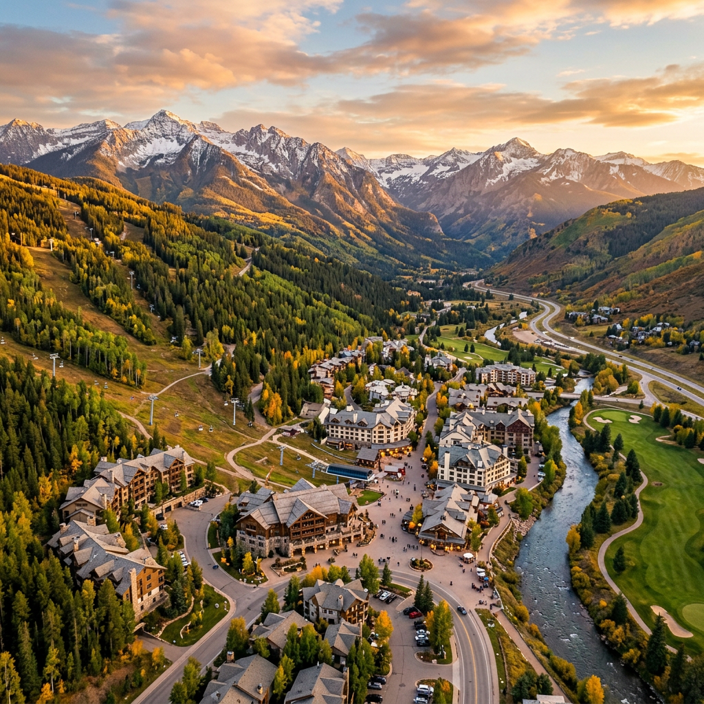 Stunning view of Vail's mountains and attractions during summer