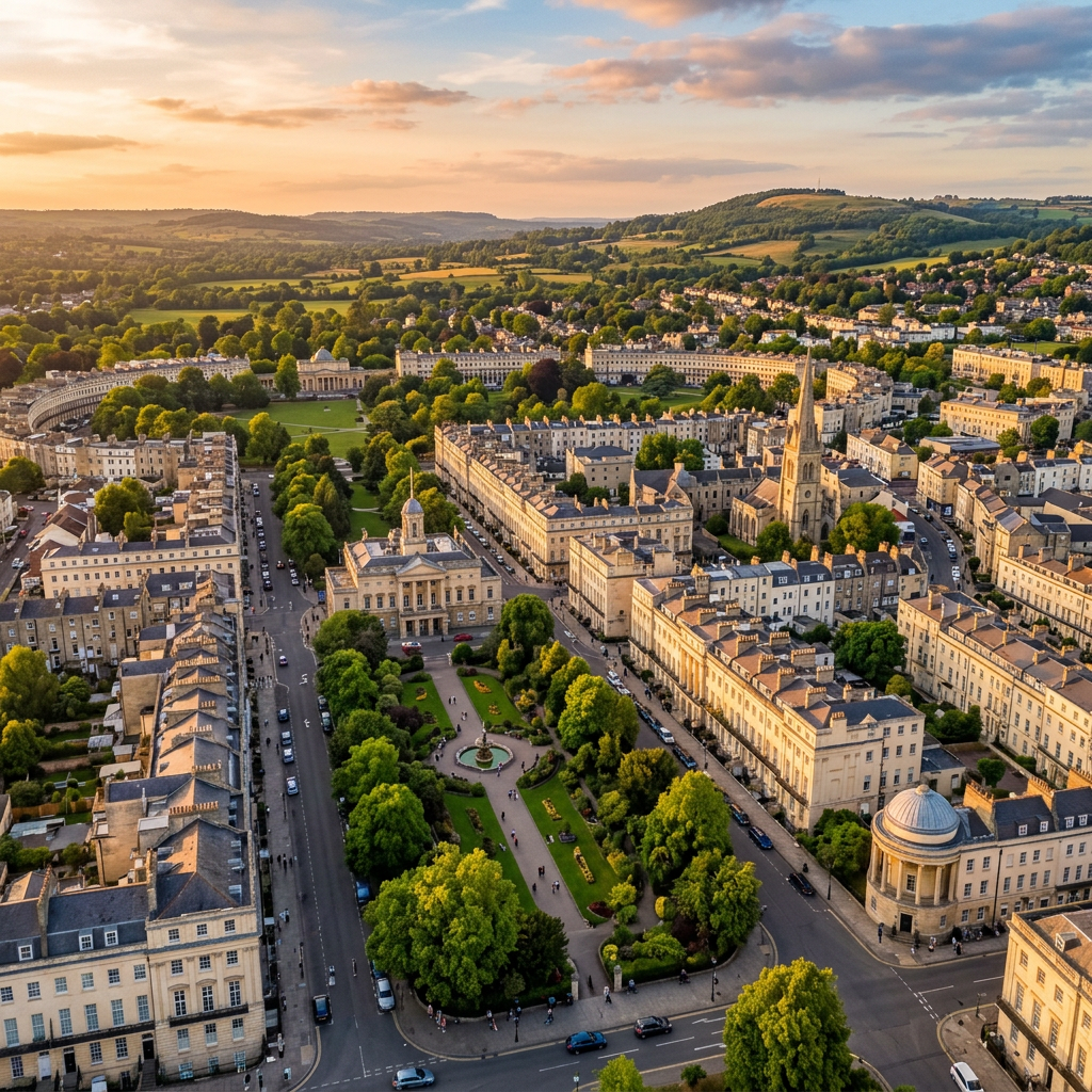 A scenic view of Cheltenham showcasing its beautiful parks and historic architecture