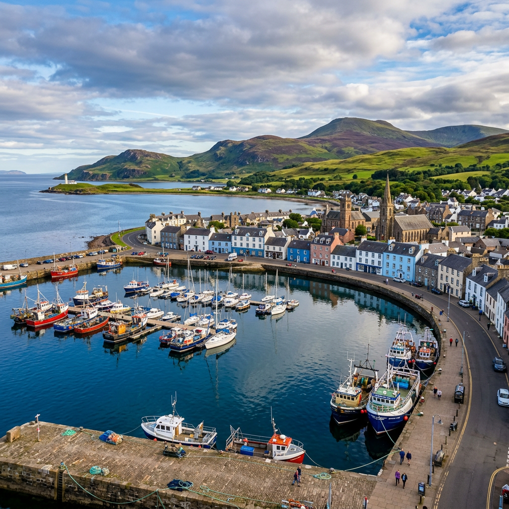 A stunning view of Campbeltown's coastline and attractions.