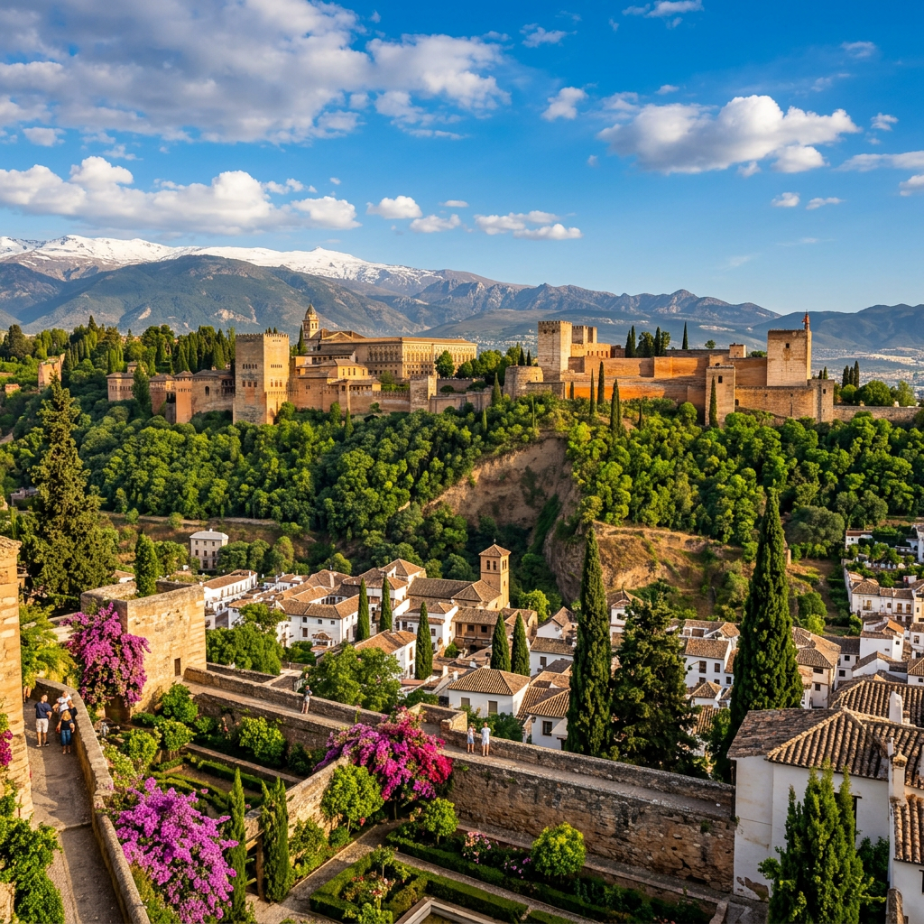 Stunning view of a famous Spanish landmark with travelers enjoying the scenery