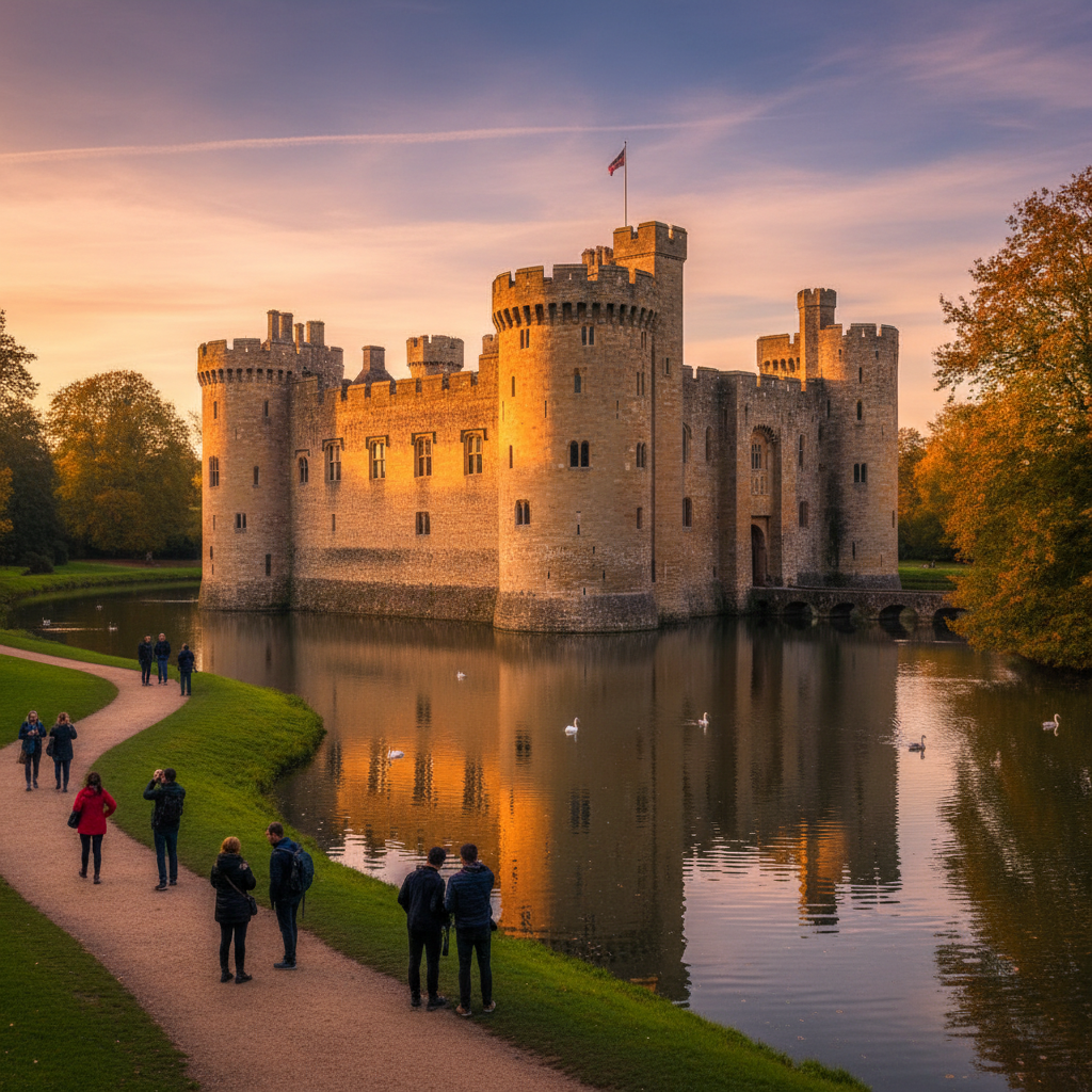 Bodiam Castle in Robertsbridge - stunning view of this iconic historical