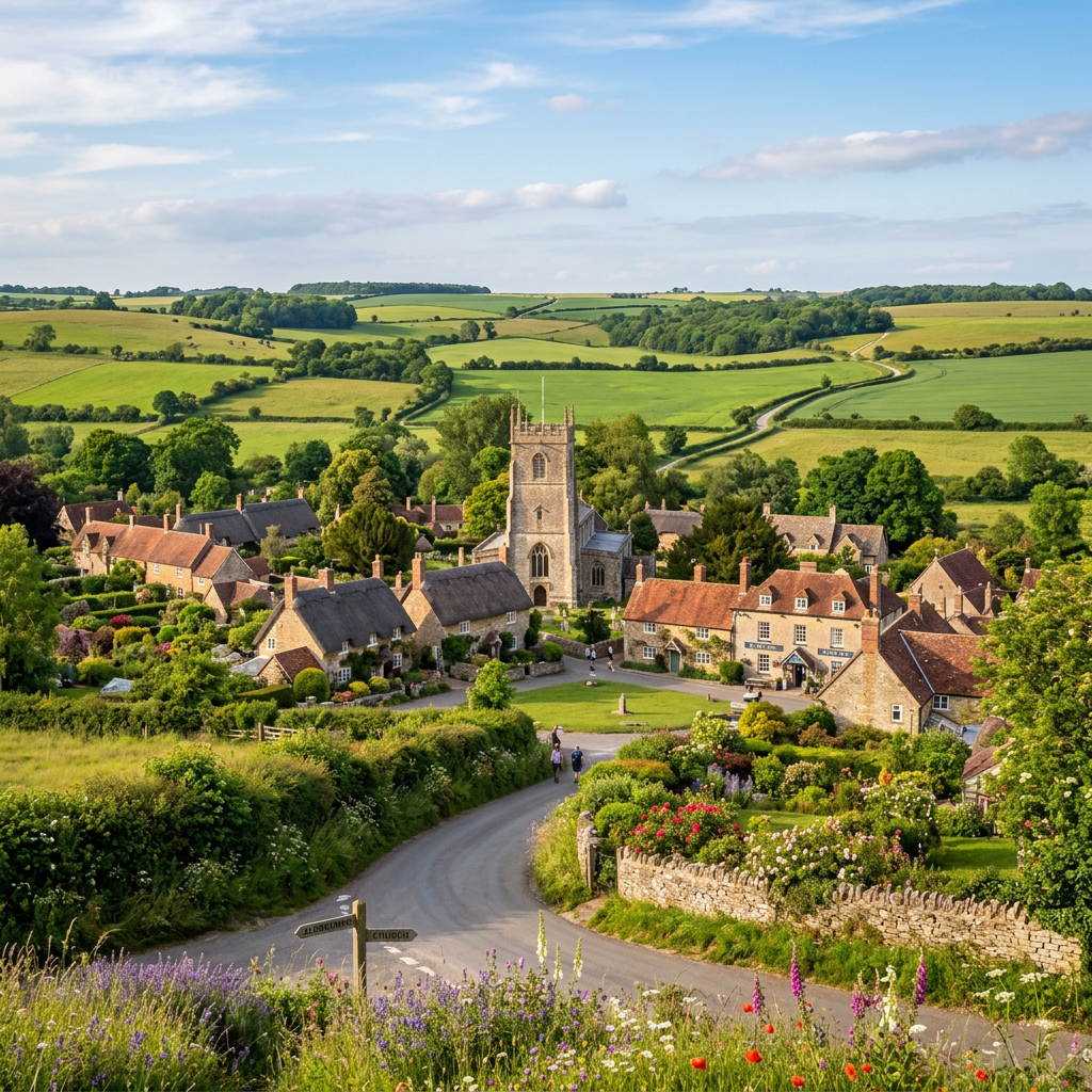 A scenic view of Aldbourne showcasing its charming attractions and countryside.
