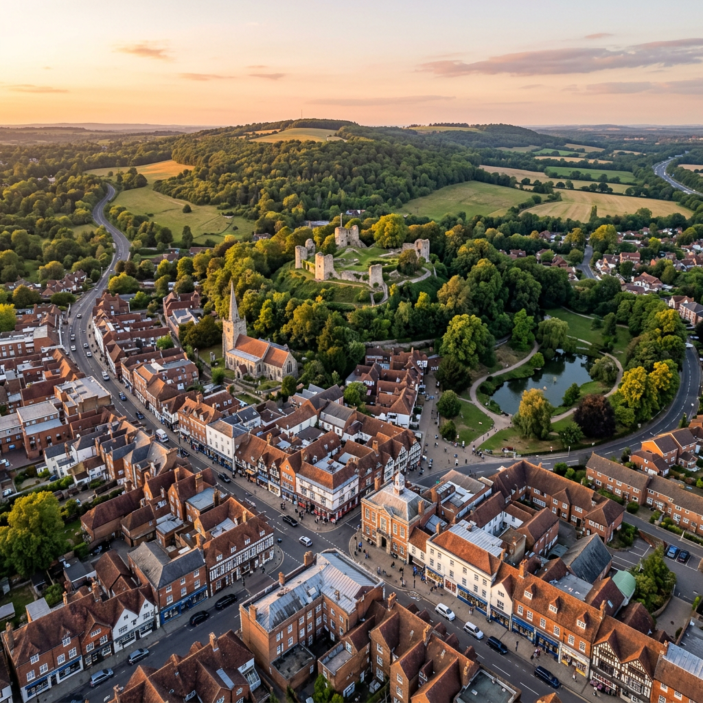 A scenic view of Reigate's historic attractions and beautiful landscapes.