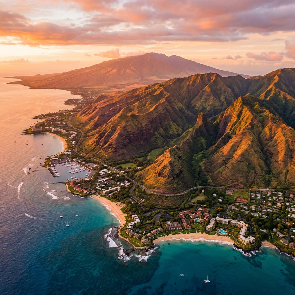A stunning view of Maui's beaches and lush landscapes
