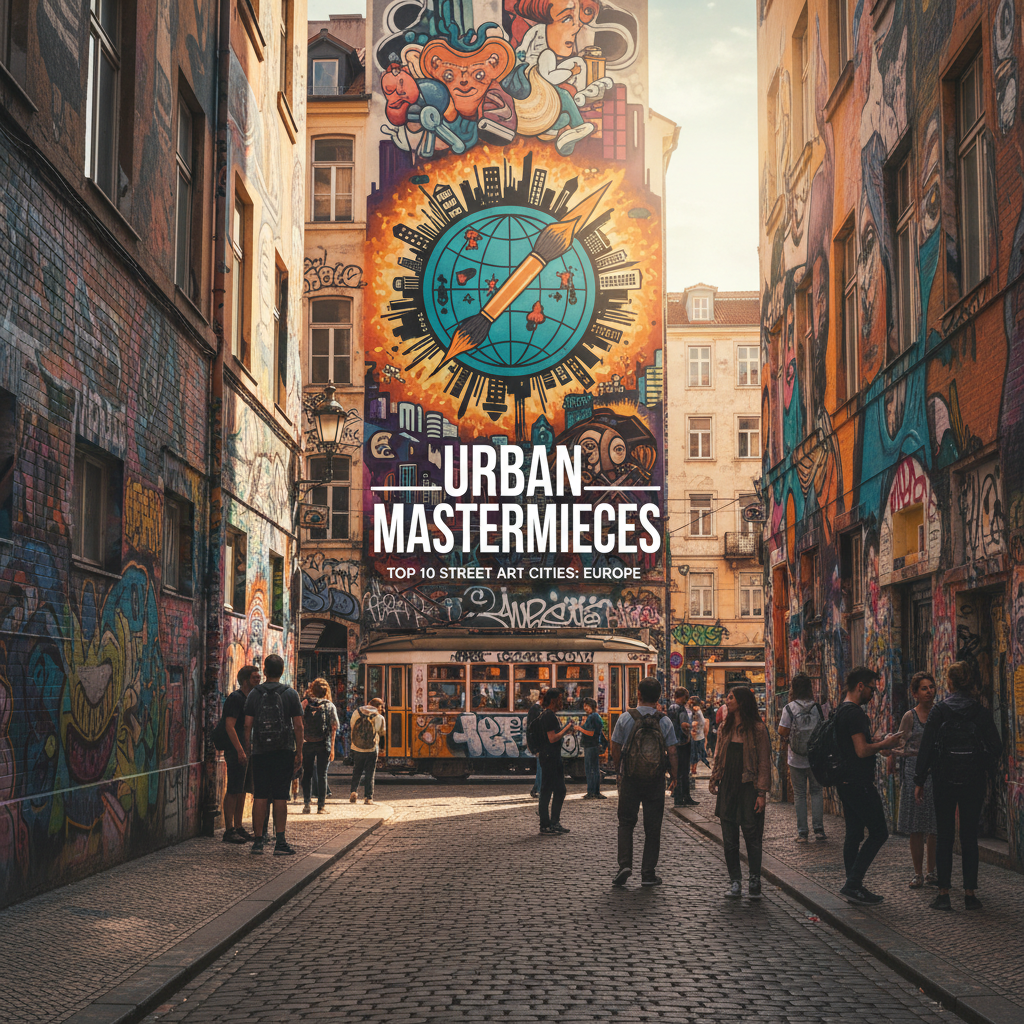 Vibrant street art mural in urban setting, highlighting the creative spirit of top European cities.