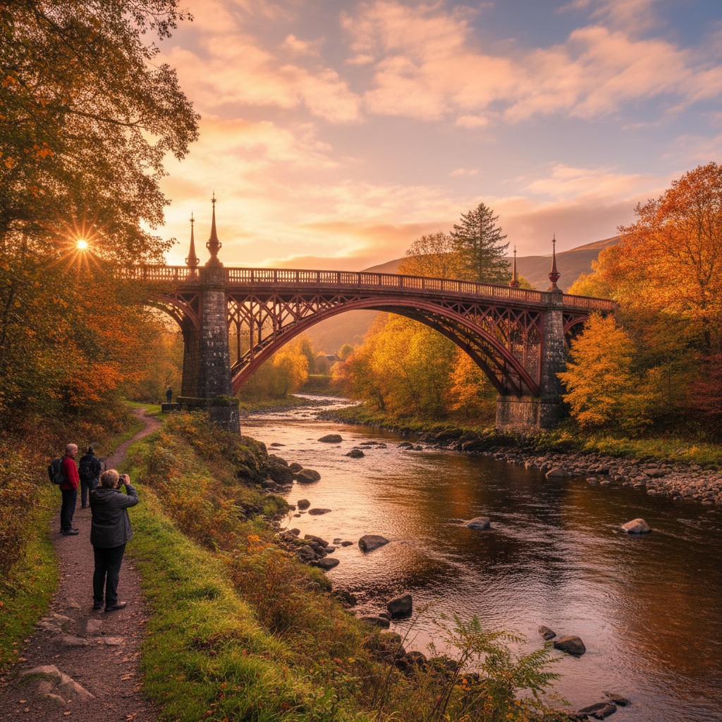 Craigellachie Bridge spanning the River Spey in Scotland