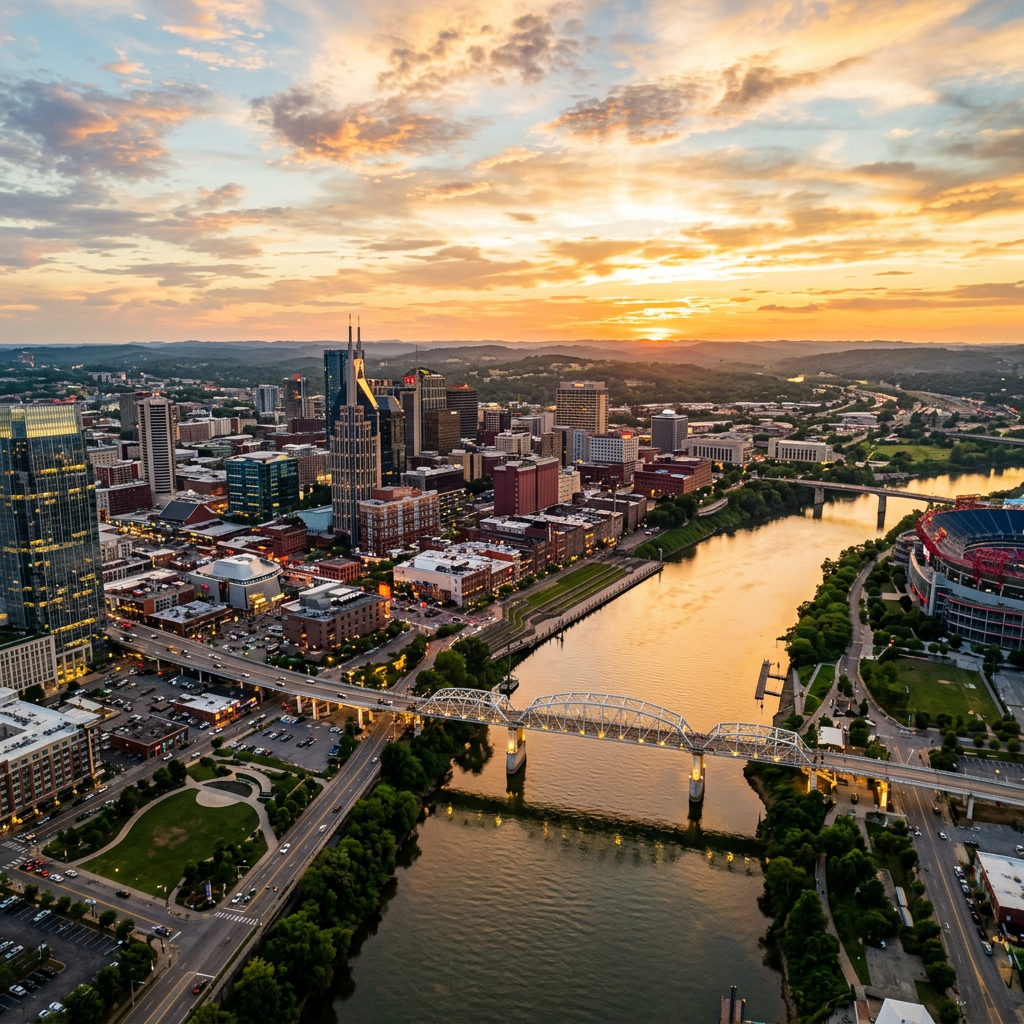A vibrant view of Nashville's skyline with popular attractions