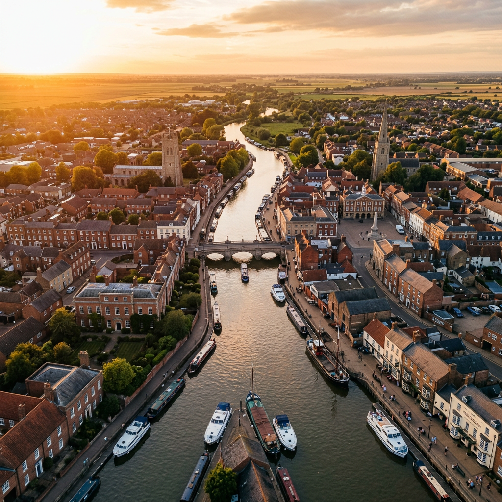 A scenic view of Wisbech's historic attractions and landmarks