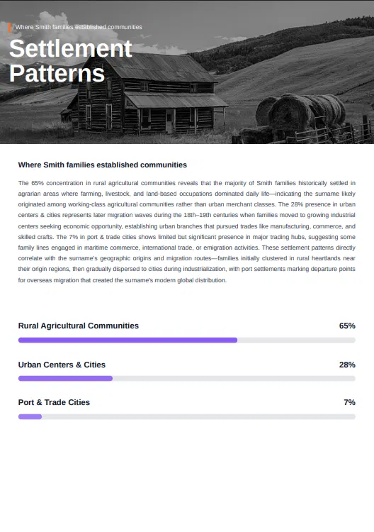 Sample report page: Settlement patterns