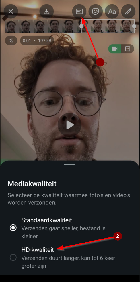 WhatsApp HD-kwaliteit instellen