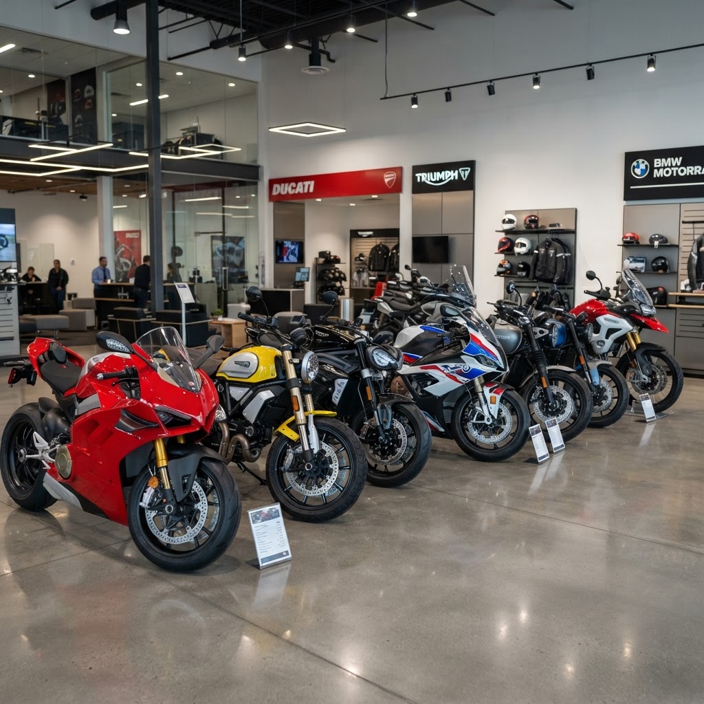 Motorcycle dealership showroom