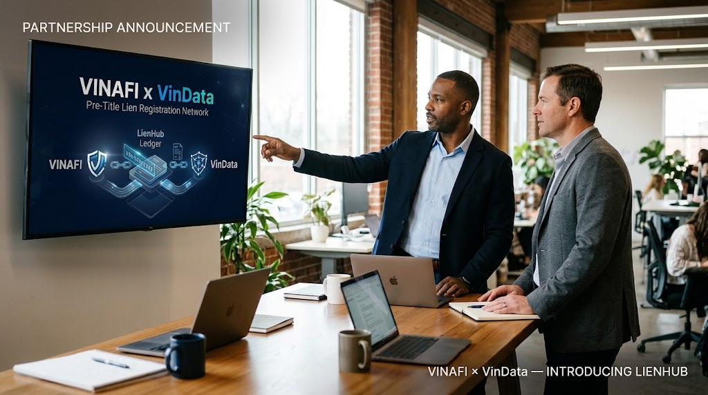 VINAFI x VinData partnership announcement introducing LienHub