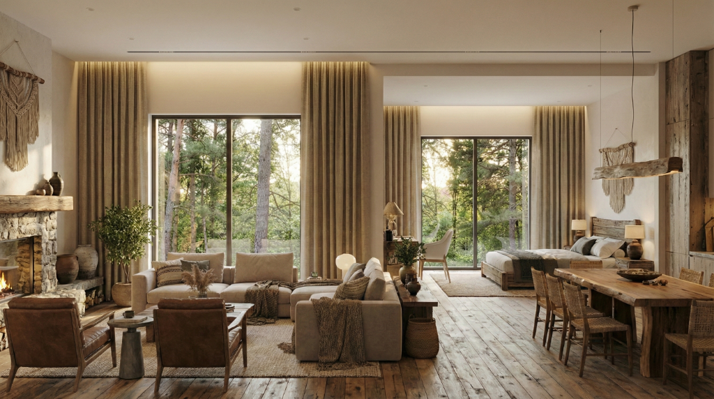 Motorized drapery in a SouthPark Charlotte home