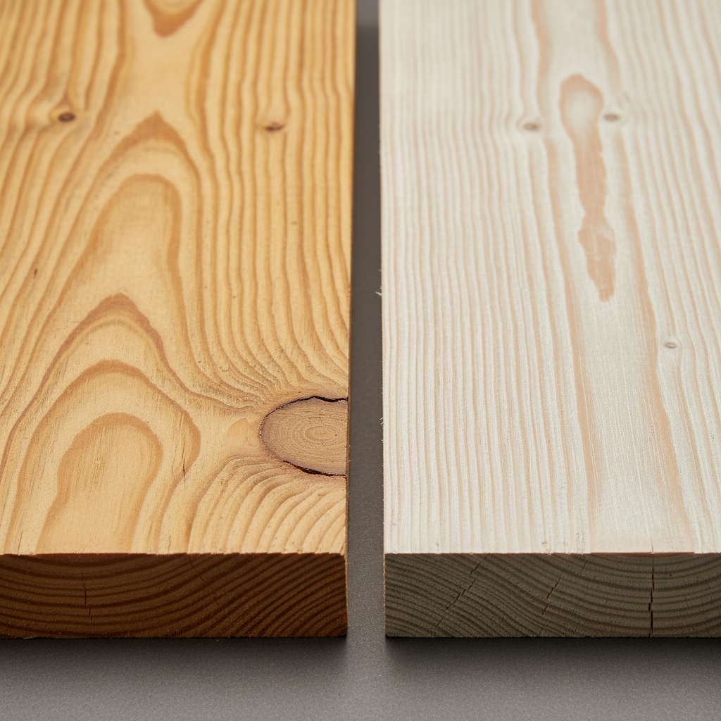 Pine vs Spruce wood grain comparison