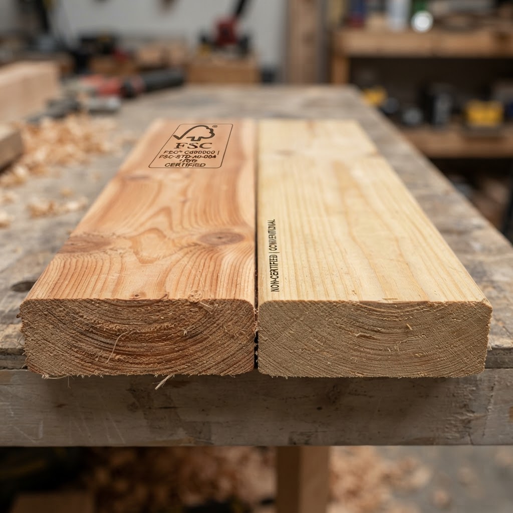 FSC-Certified Lumber vs Non-Certified Lumber wood grain comparison