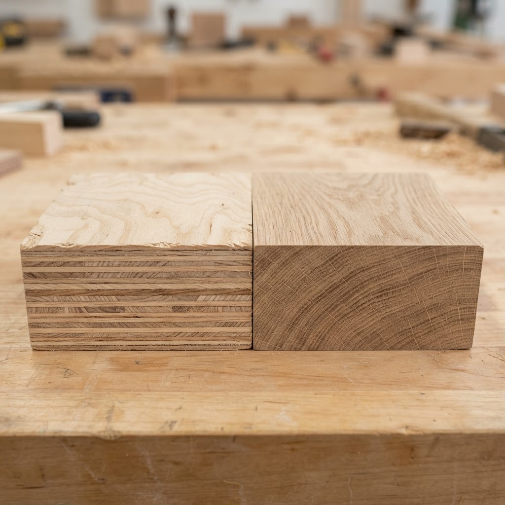 Plywood vs Solid Wood wood grain comparison