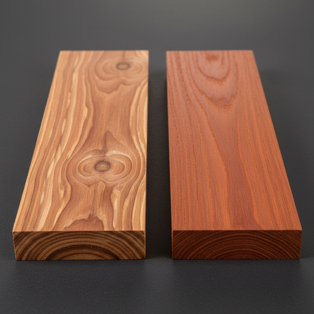 Cedar vs Redwood wood grain comparison
