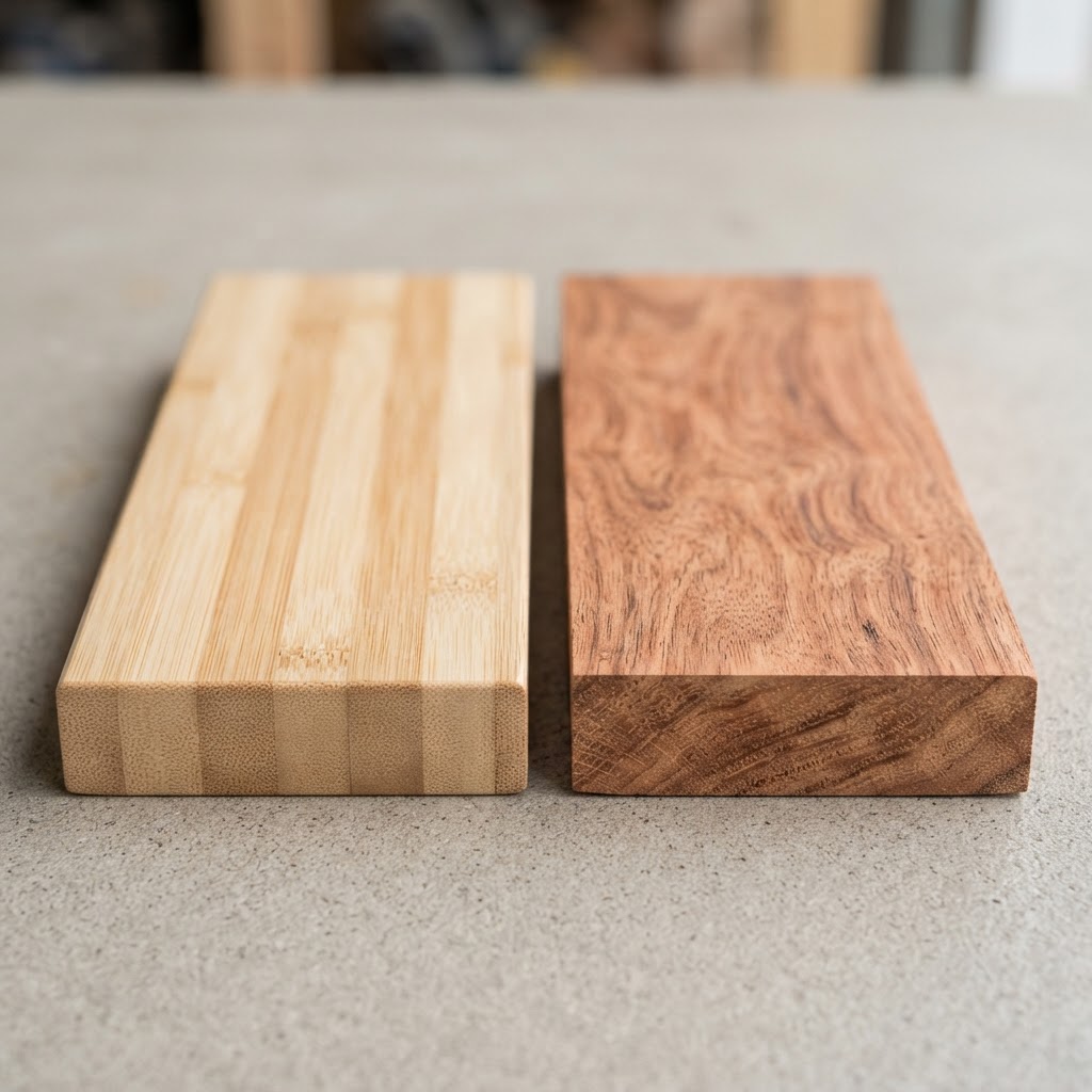 Bamboo vs Eucalyptus wood grain comparison