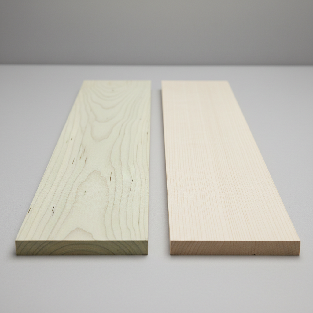 Poplar vs Birch wood grain comparison