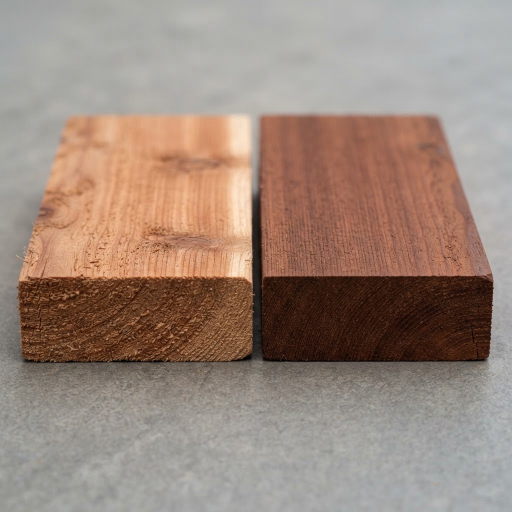 Cedar vs Redwood wood grain comparison