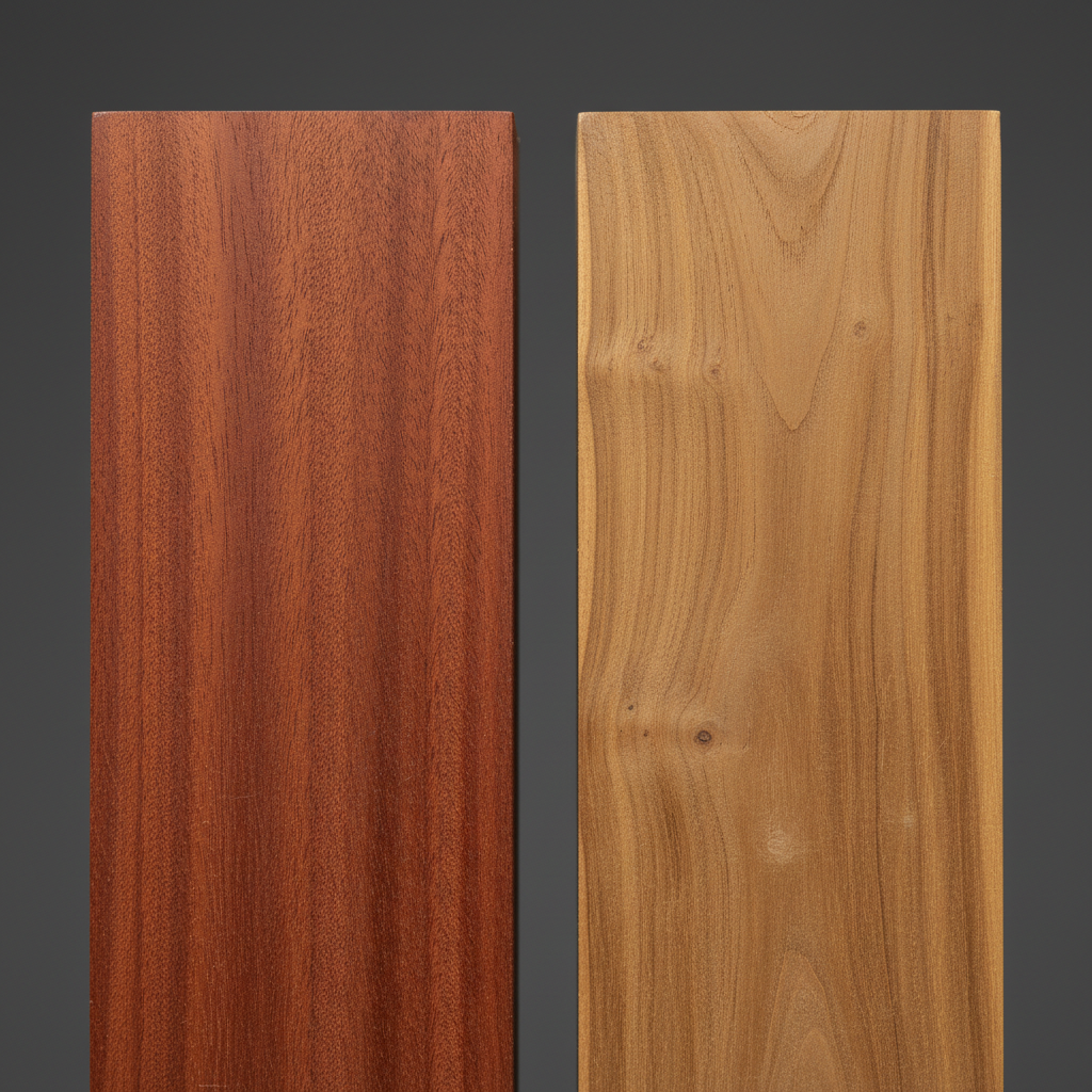 Mahogany vs Teak wood grain comparison