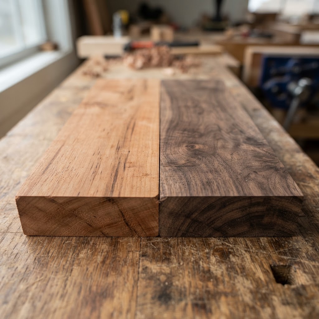 Cherry vs Walnut wood grain comparison