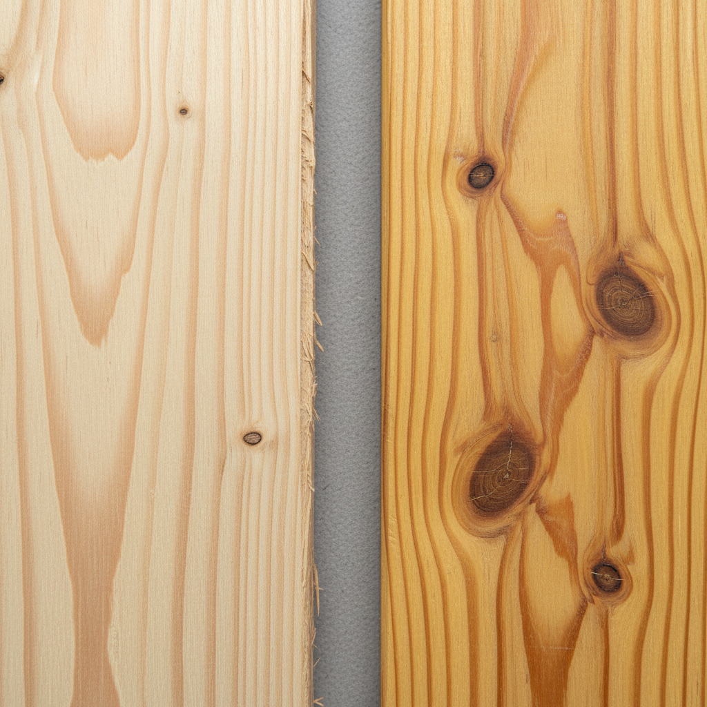 Spruce vs Pine wood grain comparison