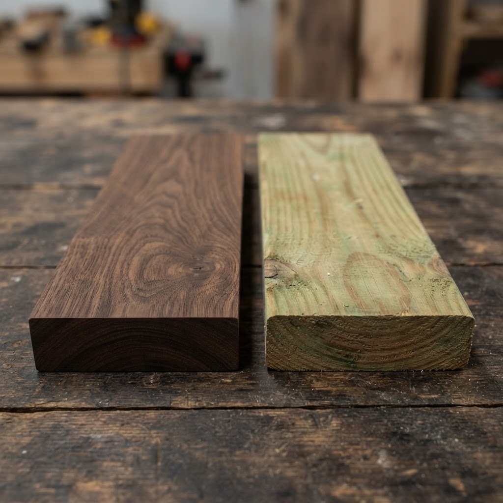 Thermally Modified vs Pressure-Treated wood grain comparison