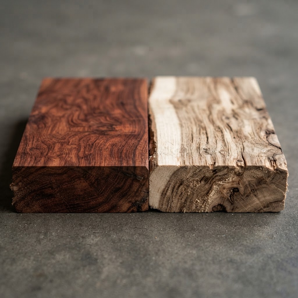 Brazilian Cherry (Jatoba) vs Hickory wood grain comparison