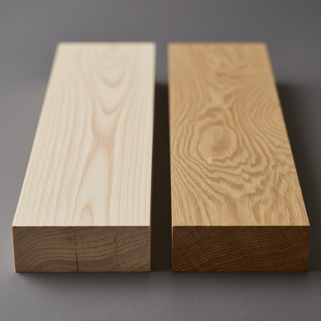 Ash vs Oak wood grain comparison