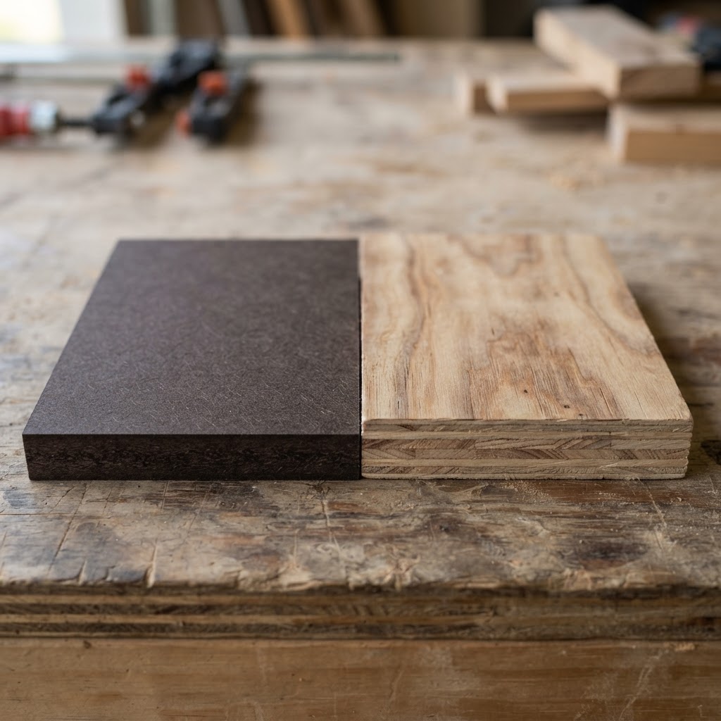 Hardboard (Masonite) vs Plywood wood grain comparison