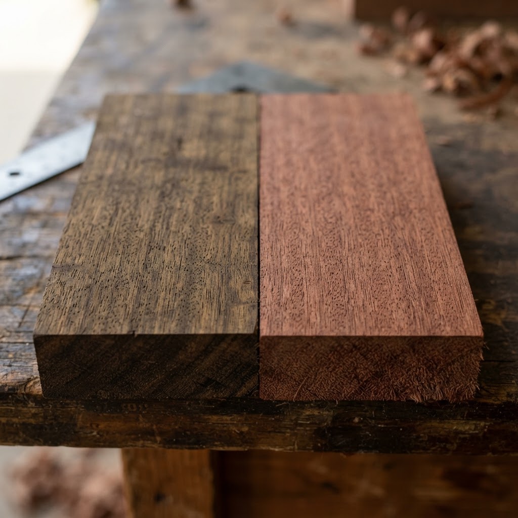 Ipe vs Massaranduba wood grain comparison