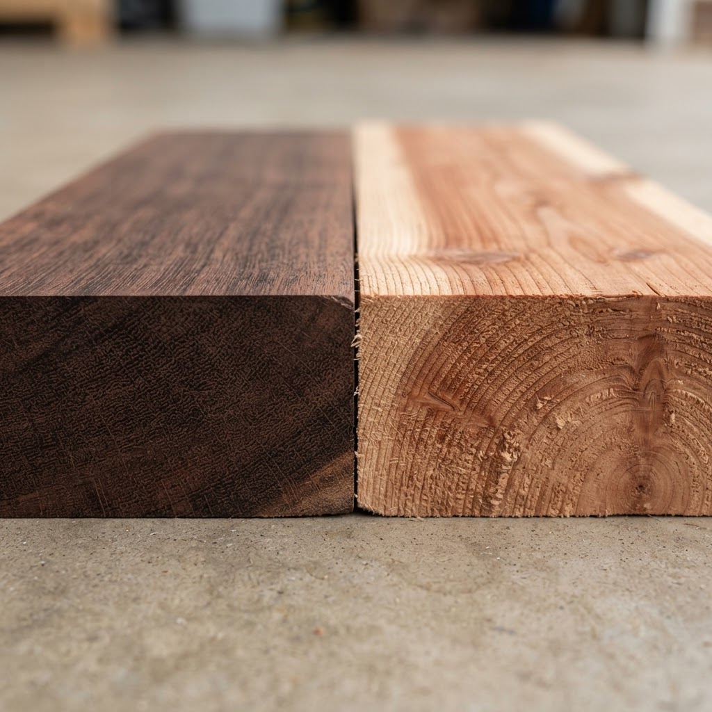 Ipe vs Cedar wood grain comparison