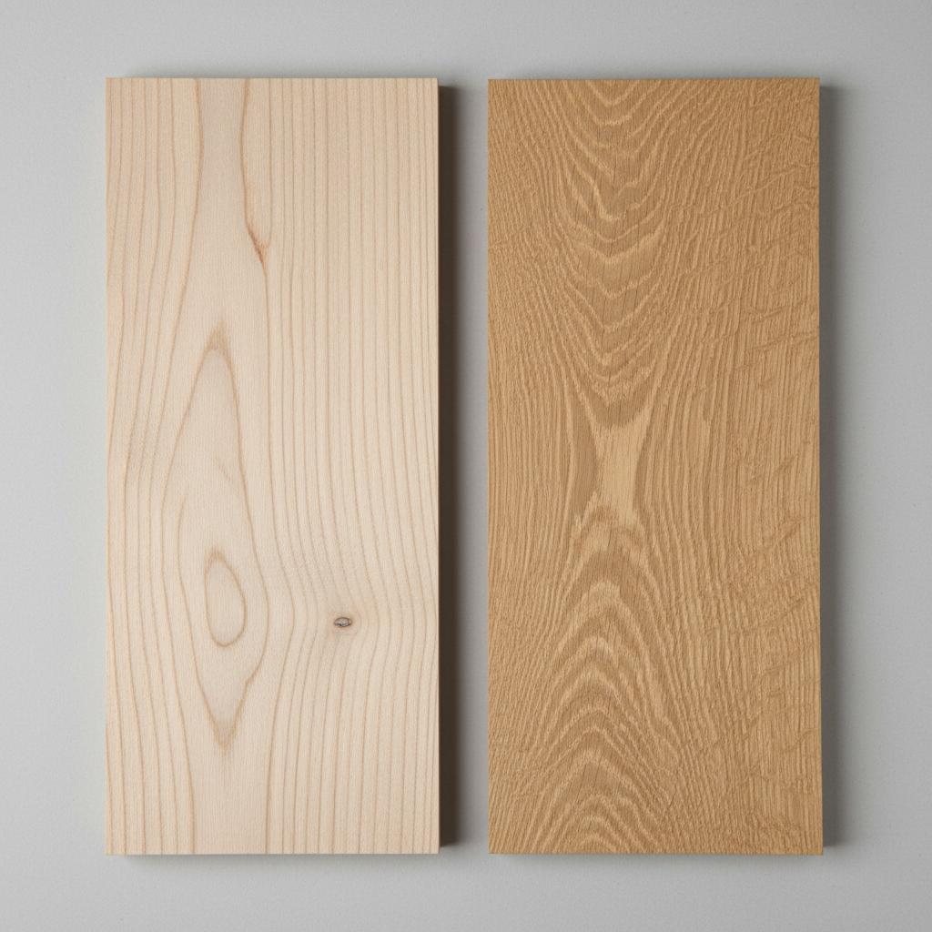 Ash vs White Oak wood grain comparison