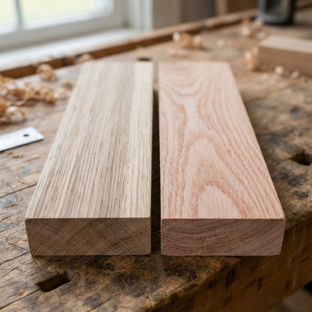 White Oak vs Red Oak wood grain comparison