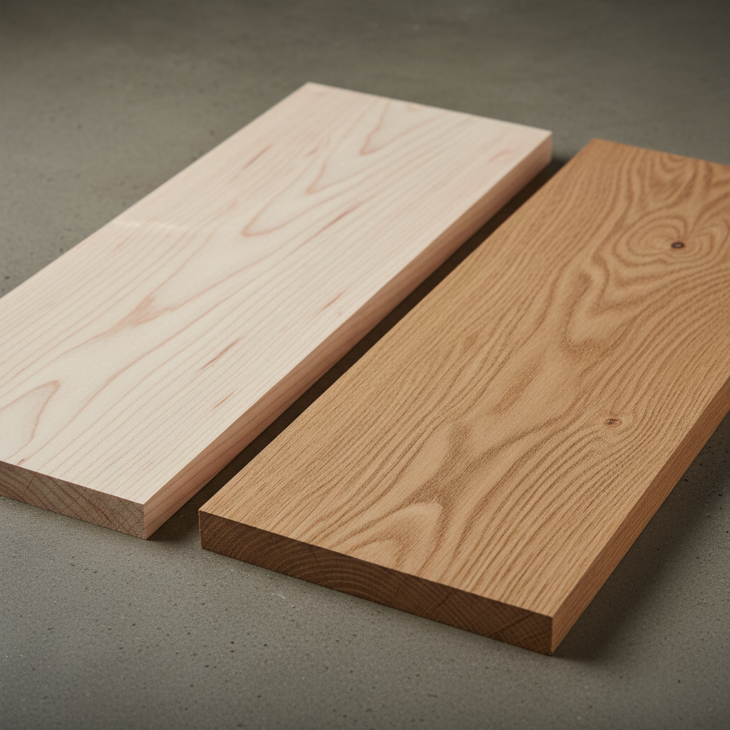 Maple vs Oak wood grain comparison